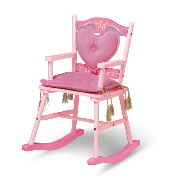 Wildkin Kids Princess Royal Rocking Chair for Girls, Perfect for Both Big & Little Kids, Includes Padded Backrest & Seat Cushion, Wooden Rocker Measures 23 x 16 x 28 Inches (Pink)