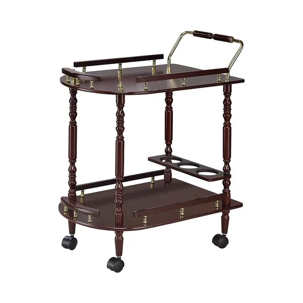 Coaster Home Furnishings Palmer 2-Tier Serving Cart Merlot and Brass