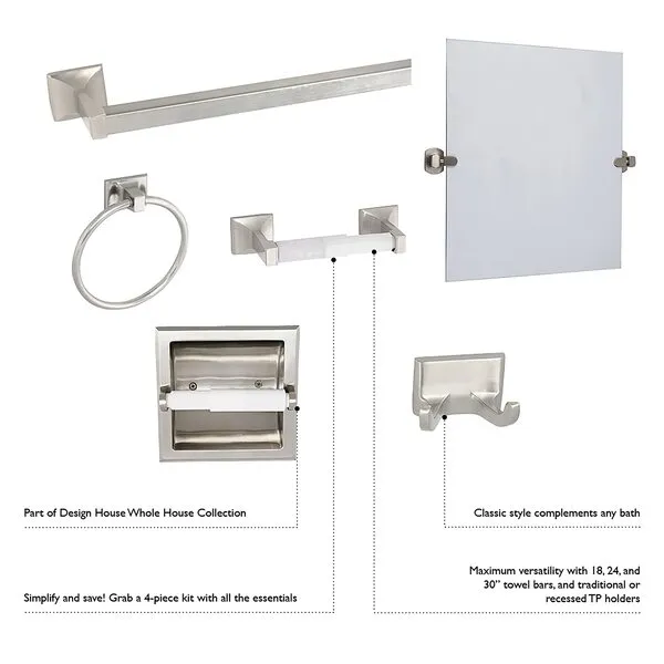 Design House 533034 Accessories Bathroom Hardware, 30-inch Towel Bar, Polished Chrome