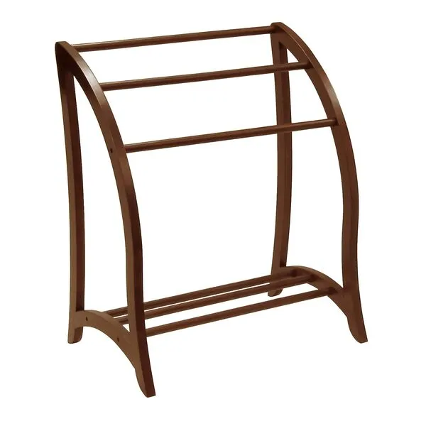 Winsome Wood Quilt Rack With 3 Rungs, Antique Walnut (94036)