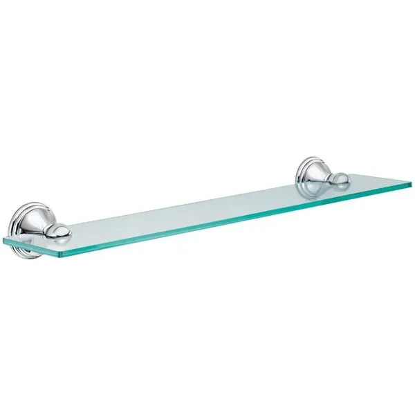 Moen DN8490CH Preston Collection 19.5-Inch Wide x 4-Inch Deep Decorative Glass Bathroom Vanity Shelf, Chrome