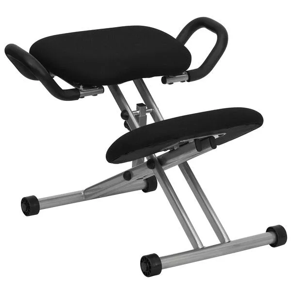 Flash Furniture Tatum Ergonomic Kneeling Office Chair with Handles in Black Fabric