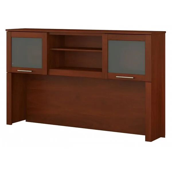 Bush Furniture Somerset 60W Desk Hutch in Hansen Cherry, Attachment with Shelves and Cabinets for Home Office