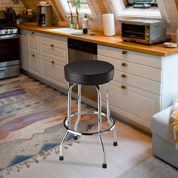 BIG RED Torin Swivel Bar Stool: Padded Garage/Shop Seat with Chrome Plated Legs, Black, 28.74