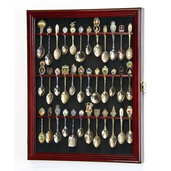 36 Spoon Display Case Wall Rack Cabinet Holder Box 98% UV - Lockable