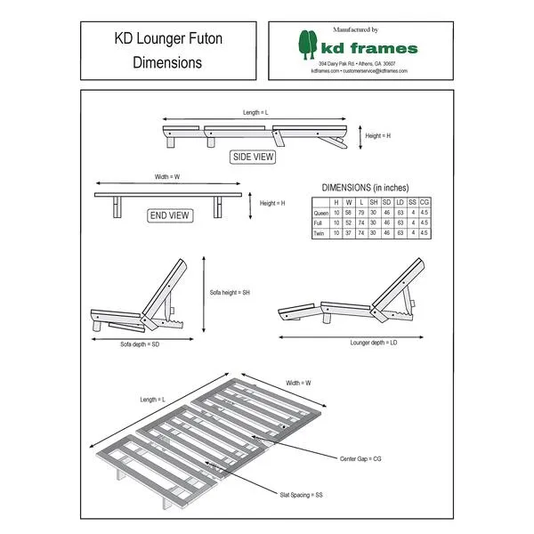 KD Frames Lounger Futon, Queen
