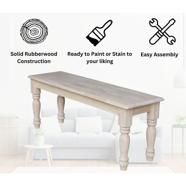 International Concepts Farmhouse Bench, Unfinished