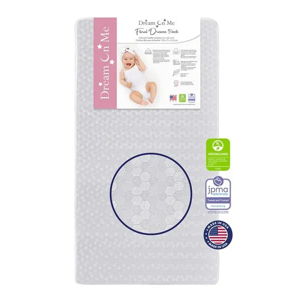 Dream On Me Honeycomb Orthopedic Firm Fiber Standard Baby Crib Mattress, Greenguard Gold and JPMA Certified, 5” Fiber Core Optimum Support, Fits Crib and Toddler Bed, Waterproof Vinyl Cover