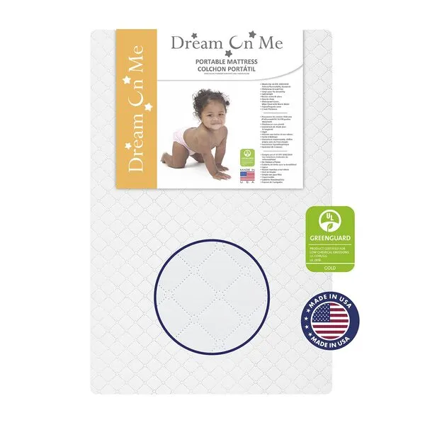 Dream On Me Sunset 3” Extra Firm Fiber Crib Mattress, Greenguard Gold Certified, Waterproof Vinyl Cover, Baby Mattresses for Cribs, Fits Mini and Portable Cribs