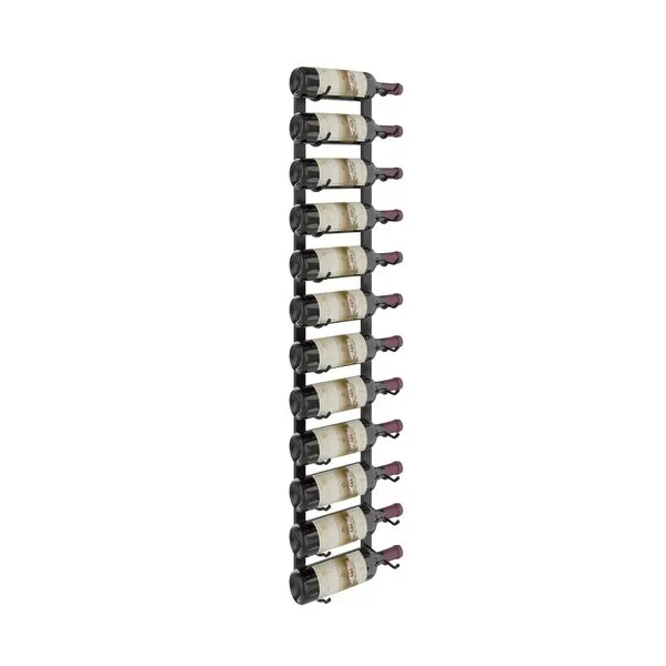 VintageView W Series Pro Wine Rack 4 - Metal Wall Mounted Wine Rack - Modern, Label Forward Wine Storage - Space Saving Wine Rack with 12 Bottle Storage Capacity (Matte Black)
