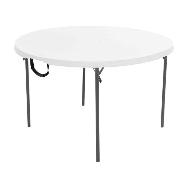 Lifetime 280064 Light Commercial Fold-in-Half Round Table, 4 Feet, White