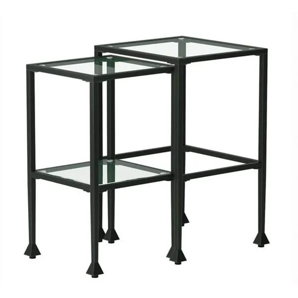 Coaster Home Furnishings Leilani 2-Piece Glass Top Nesting Tables Black
