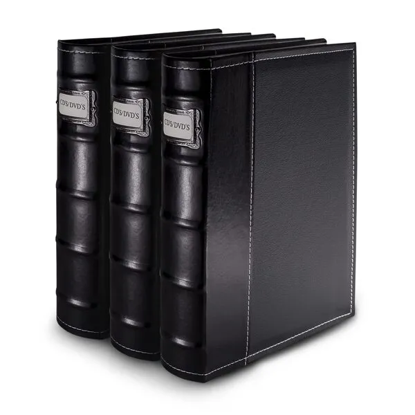 Bellagio-Italia DVD Storage Binder, Classic Set - Stores DVD Cover Art - Acid-Free Sheets - 3-Pack, Stores up to 144 DVDs, CDs, or Blu-Rays, Black