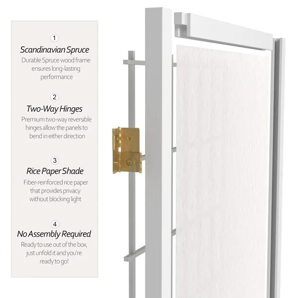 Red Lantern 6 ft. Tall Window Pane Shoji Screen-White-8 Panels Room Divider