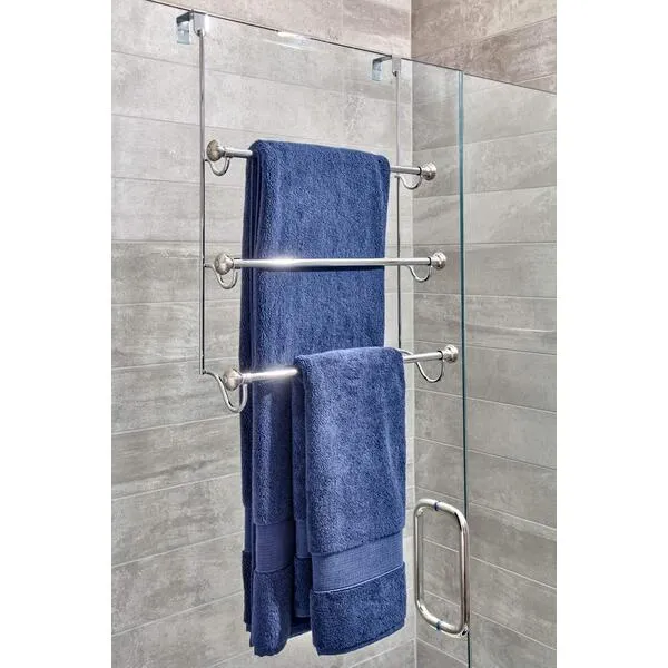 iDesign Over the Door Towel Rack, The York Collection, 1.5” x 7” x 22.8”, Brushed Nickel