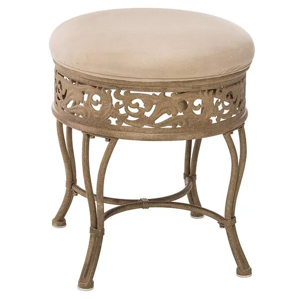 Hillsdale Villa III Upholstered Backless Vanity Stool, Antique Beige