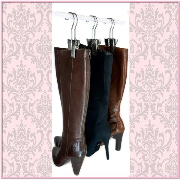 The Original Boot Hanger - Shoe Storage Space Saver (set of 3); Boot Hanger, Boot Holder, Boot Clips (Silver)