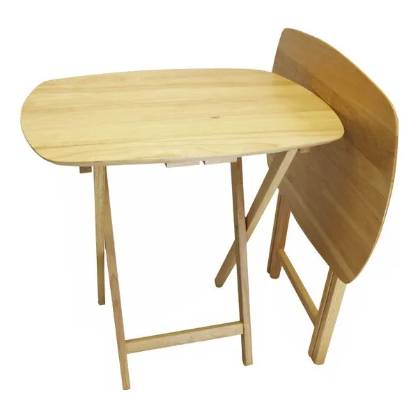 eHemco Oversized Hardwood Folding TV Tray Tables for Eating, 25.5 Inches, Natural, Set of 2