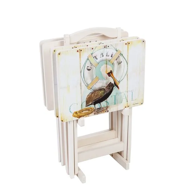 Cape Craftsman Coastal Bird Folding TV Tray Tables - Shorebird-Themed Design, Perfect for Home, Patio, Beach Decor, Durable & Easy to Store