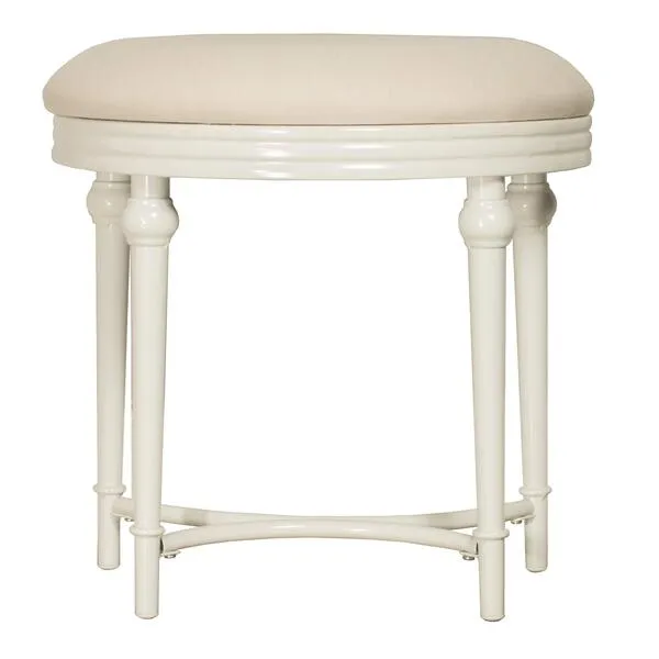 Hillsdale Cape May Backless Metal Vanity Stool for Make up Room or Bathroom, Matte White