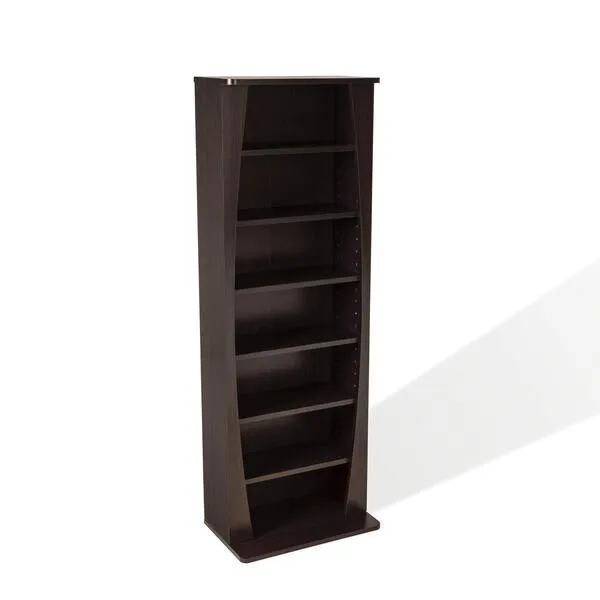 Atlantic Canoe Curved Multimedia Storage Cabinet - Holds 231 CD; or 115 DVD; or 140 Blu-ray/Games Discs, Adjustable Shelves, PN 22535717 In Espresso