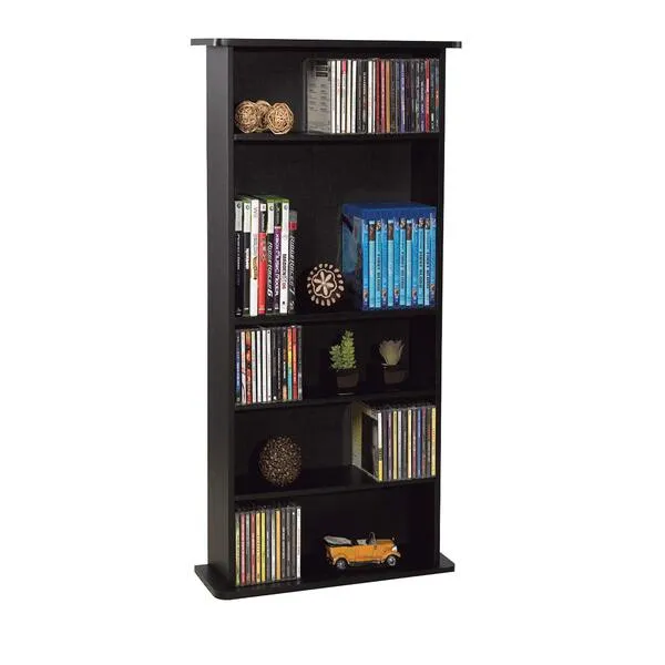 Atlantic Drawbridge Media Storage Cabinet - Organize optical media, up to 240 CD, or 108 DVD, or 132 BD/Video Games, Adjustable Shelves, PN 37935726 in Black