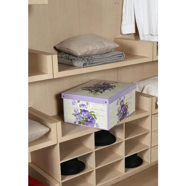 KANGURU Decorative Storage Box with Handles and Lid Collection Violette, Fragrant, Scented Violet, LARGE
