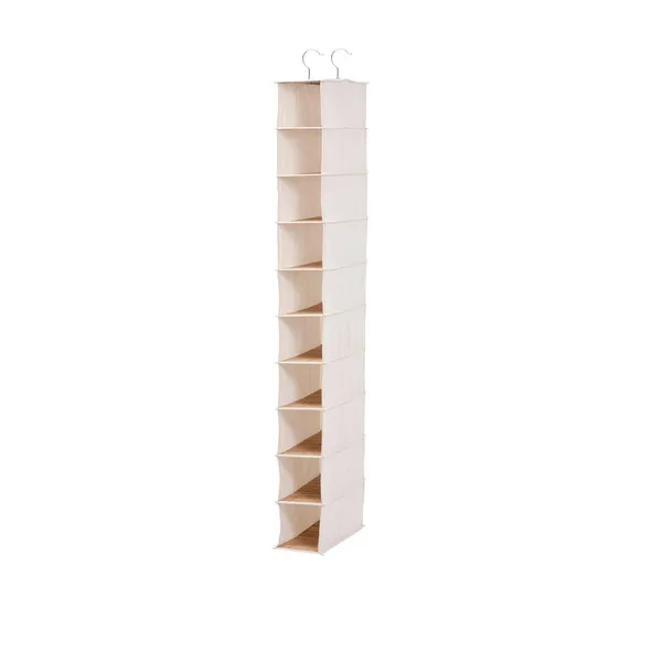 Honey-Can-Do SFT-01001 Hanging Shoe Organizer, Bamboo/Canvas, 10-Shelf