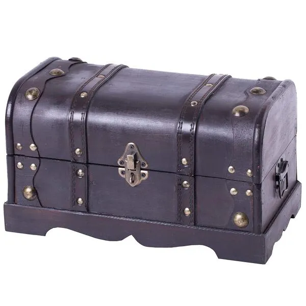 Vintiquewise(TM Small Pirate Style Wooden Treasure Chest