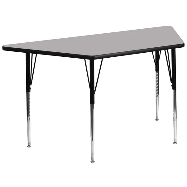 Flash Furniture Wren 29\'\'W x 57\'\'L Trapezoid Grey Thermal Laminate Activity Table - Standard Height Adjustable Legs