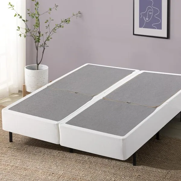 ZINUS No Assembly Metal Box Spring, 9 Inch White Mattress Foundation, Sturdy Metal Structure, Split Queen