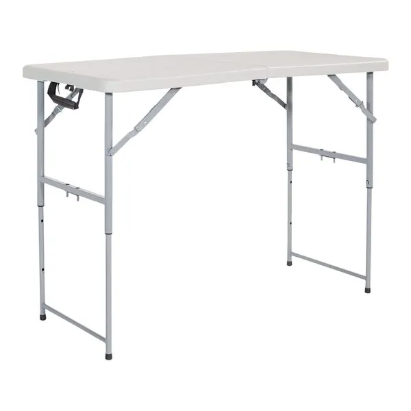 Office Star Resin Multipurpose Rectangle Table, 4-Feet Long, Height Adjustable, Center Folding Table, Light Gray