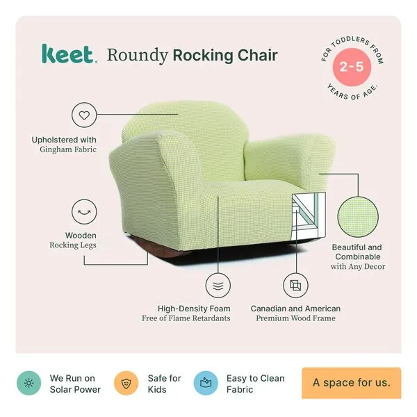 Keet Roundy Rocking Kid\'s Chair, Green Gingham