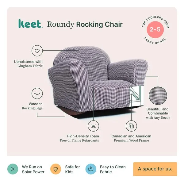 Keet Roundy Rocking Kid's Chair, Brown Gingham