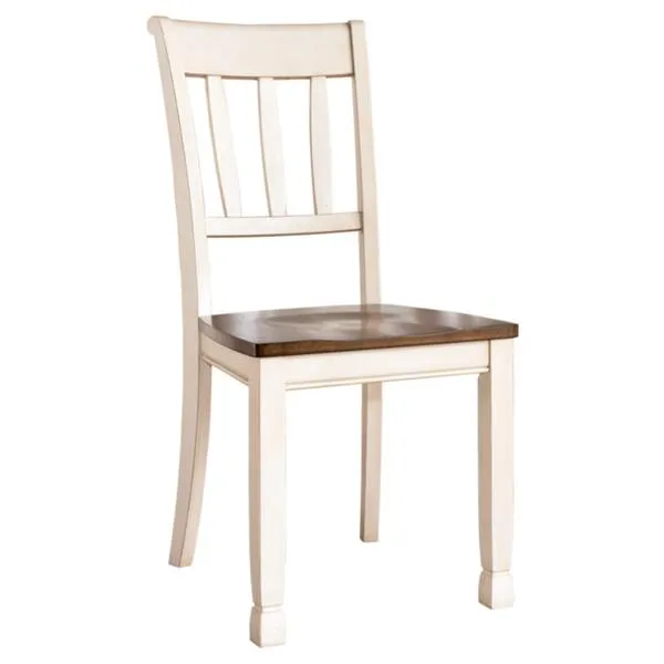 Signature Design by Ashley Whitesburg Cottage Rake Back Dining Chair, Set of 2, Brown & Off-White