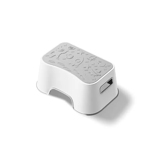 UNCLE WU Kids Step Stool - Lightweight and Easy to Clean - Bathroom Safety Bottom as Potty Training Stool - Slip-Resistant Surface1 Step Stool for Kids/Adult (Gray White)