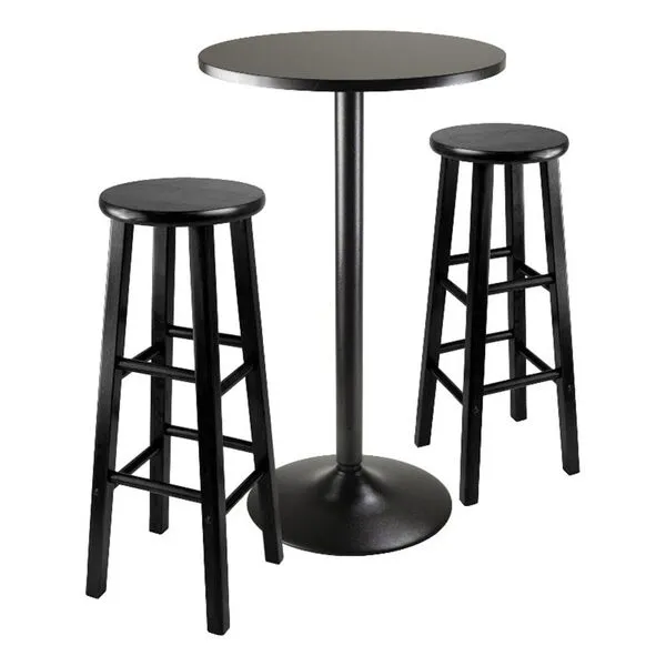 Winsome Obsidian Pub Table Set, 1, Black