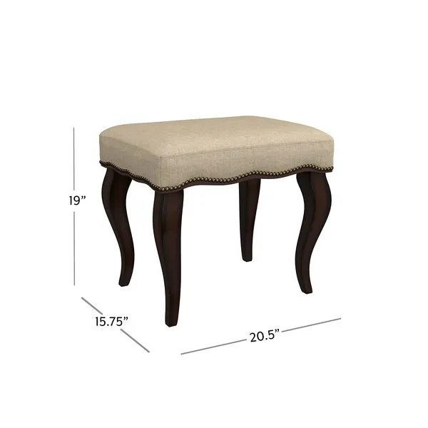 Hillsdale Hamilton Wood and Upholstered Backless Vanity Stool for Makeup Room and Bathroom, Burnished Oak