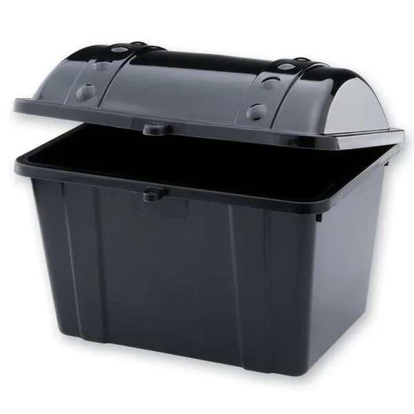 SmileMakers Small Black Plastic Treasure Chest Lightweight