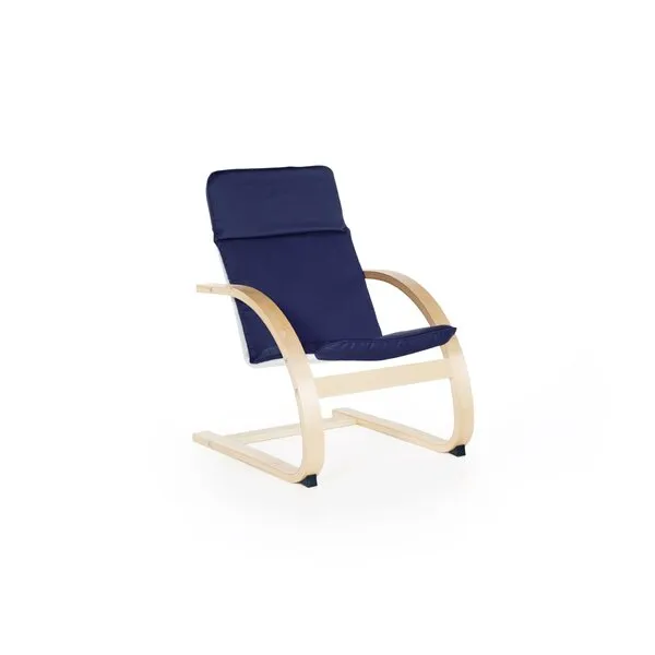 Guidecraft Kiddie Rocker - Blue Cushioned Wooden Chair For Toddlers - Kids Home and School Furniture