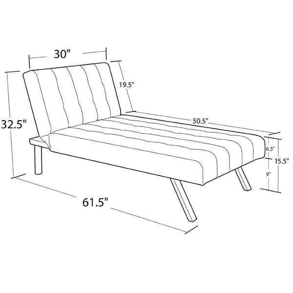 DHP Emily Chaise Lounger With Chrome Legs, Vanilla Faux Leather