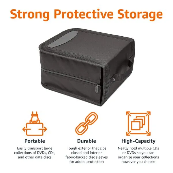 Amazon Basics Polyurethane CD/DVD Binder, 400-capacity, Black