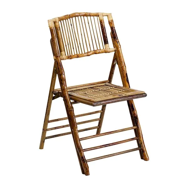 Flash Furniture Folding Bohemian Bamboo Chairs with Curved Backs, Modern Bamboo Folding Dining Chairs, 300 lb. Static Weight Capacity, Set of 4