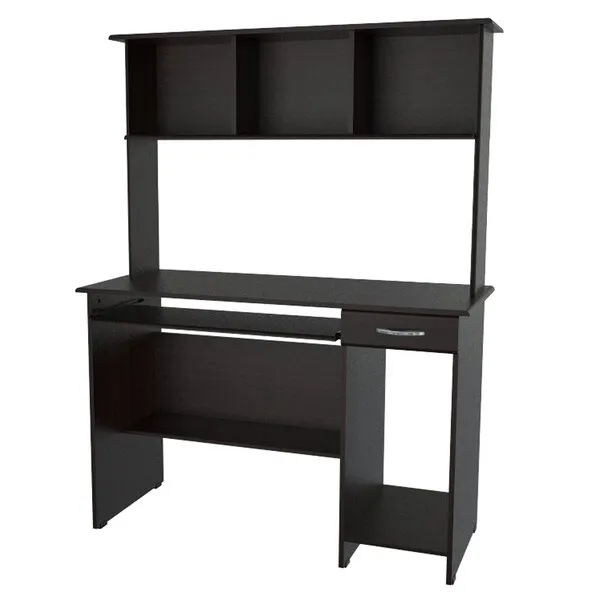Inval Computer Workcenter with Hutch, Espresso-Wengue, Brown, Large