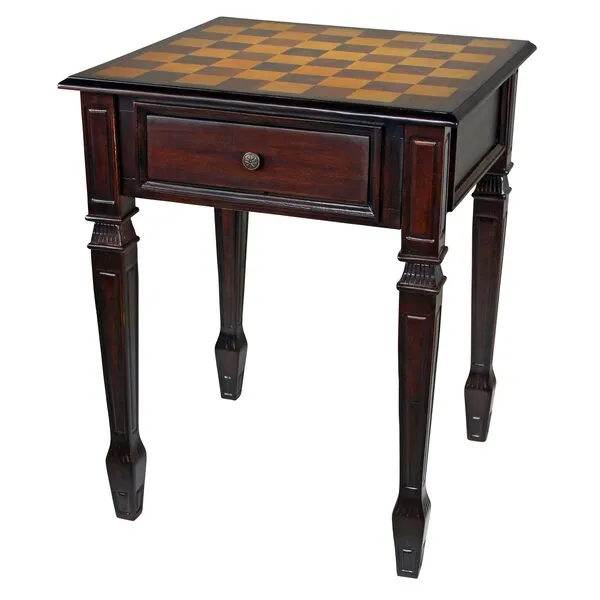 Design Toscano Walpole Manor Chess Gaming Table, 26 Inch, Walnut