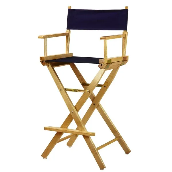 Casual Home Director's Chair ,Natural Frame/Navy Canvas,30