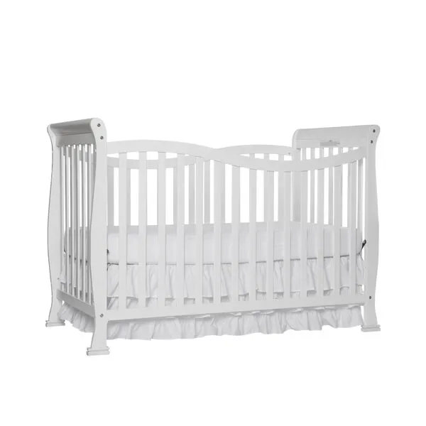 Dream On Me Violet 7-In-1 Convertible Life Style Crib In White, Greenguard Gold Certified, 4 Mattress Height Settings, Made Of Sustainable New Zealand Pinewood
