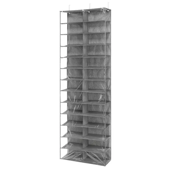 Whitmor Over The Door Shoe Shelves - 26 Sections - Crosshatch Gray