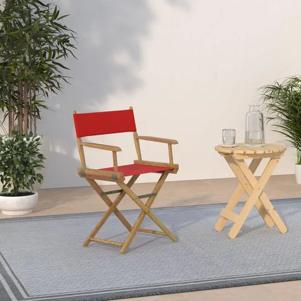 Casual Home Director's Chair ,Natural Frame/Red Canvas,18