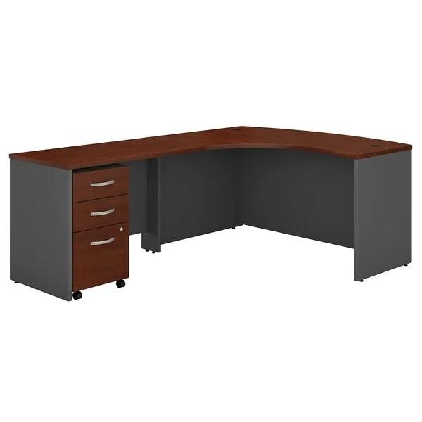 Bush Business Furniture Series C Left Handed L Shaped Desk with Mobile File Cabinet in Hansen Cherry